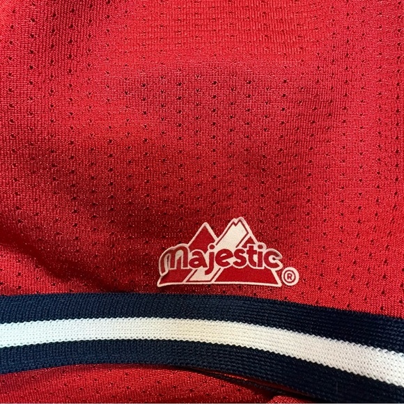 Vintage 90s Cleveland Indians MLB Chief Wahoo Majestic Jersey XXL RED USA - Picture 10 of 12